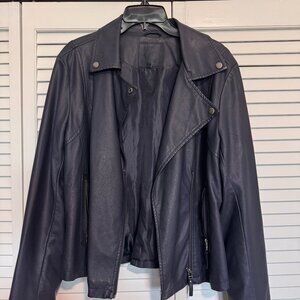 MAX STUDIO Navy Blue faux leather jacket (women's size LG)